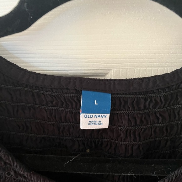 Old Navy Black Smocked Peplum Short Sleeve Top Large - Picture 2 of 3